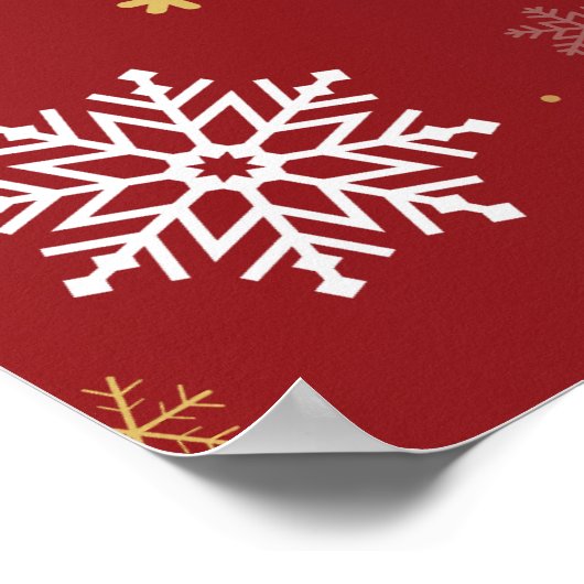 ベビー第1回クリスマスモダンフォトホワイトスノーフレーク ポスター (角)