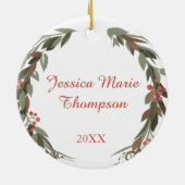 ベビー第1回クリスマスリースフォトキープサケ セラミックオーナメント (裏面)