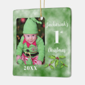 ベビー第1回クリスマスワンフォトスクエア セラミックオーナメント (左)