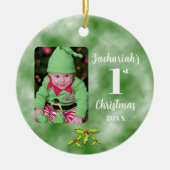 ベビー第1回クリスマスワンフォトラウンド セラミックオーナメント (正面)