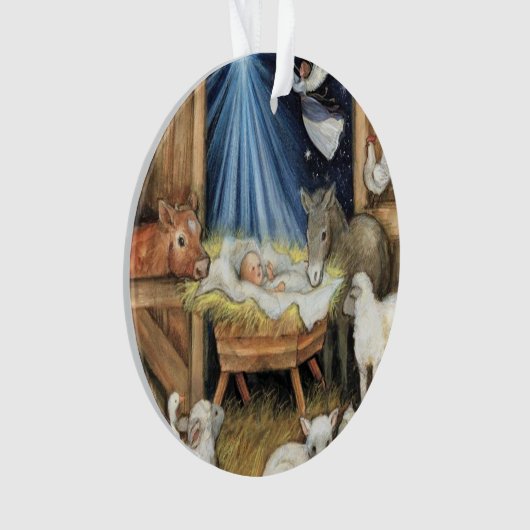 ベビー第1回クリスマス乳児イエス出生シーン オーナメント (正面)