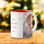 ベビー第1回クリスマス祖父母スノーフレーク2写真 ツートーンマグカップ