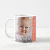 ベビー第1回クリスマス祖父母2フォトピーチ名 コーヒーマグカップ (左)