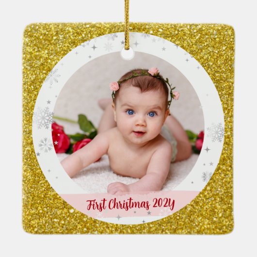 ベビー第1回クリスマス素晴らしを祖父母として2枚 セラミックオーナメント (裏面)