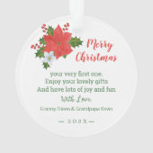 ベビー第1回クリスマス雪だるまポインセチア オーナメント (裏面)