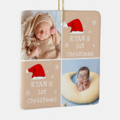 ベビー第1回クリスマス2写真サンタハットスノーフレーク セラミックオーナメント (右)
