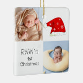 ベビー第1回クリスマス2写真サンタハットスノーフレーク セラミックオーナメント (右)