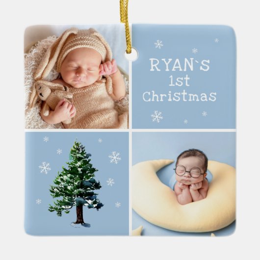 ベビー第1回クリスマス2写真松雪片 セラミックオーナメント (正面)