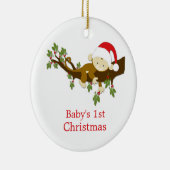 ベビー第1回クリスマス・リトル・モンキー・ホリー写真 セラミックオーナメント (右)