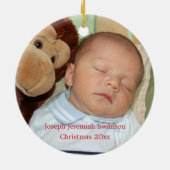 ベビー第1回クリスマス・リトル・モンキー・ホリー写真 セラミックオーナメント (裏面)
