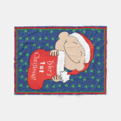 ベビー第1回クリスマス/赤フリースブランケット フリースブランケット (正面(横))