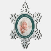 ベビー第1回モダンクリスマス写真緑と白 スノーフレークピューターオーナメント (右)