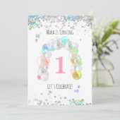 *~*ベビー第1回第1バルーンガール誕生日 招待状 (スタンド正面)