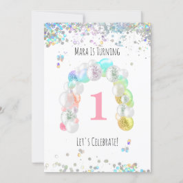 *~*ベビー第1回第1バルーンガール誕生日 招待状