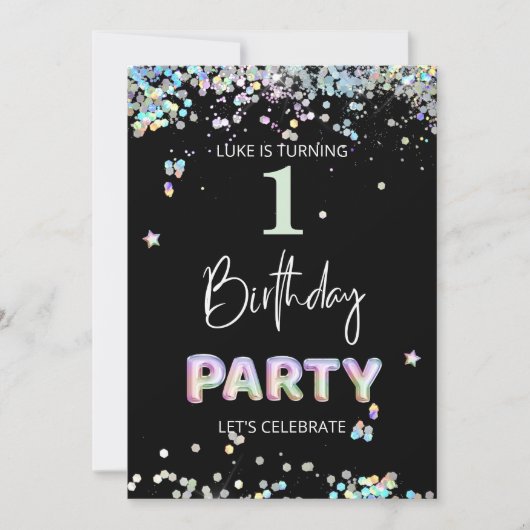 *~*ベビー第1回第1レインボーバルーン誕生日 招待状 (正面)