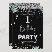 *~*ベビー第1回第1レインボーバルーン誕生日 招待状 (正面/裏面)