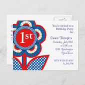 ベビー第1回誕生日はがき招待状（7月） インビテーションポストカード (正面/裏面)