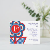 ベビー第1回誕生日はがき招待状（7月） インビテーションポストカード (スタンド正面)