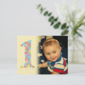 ベビー第1回誕生日バルーン感謝してい写真はがき ポストカード (スタンド正面)