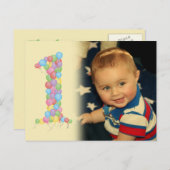 ベビー第1回誕生日バルーン感謝してい写真はがき ポストカード (正面/裏面)