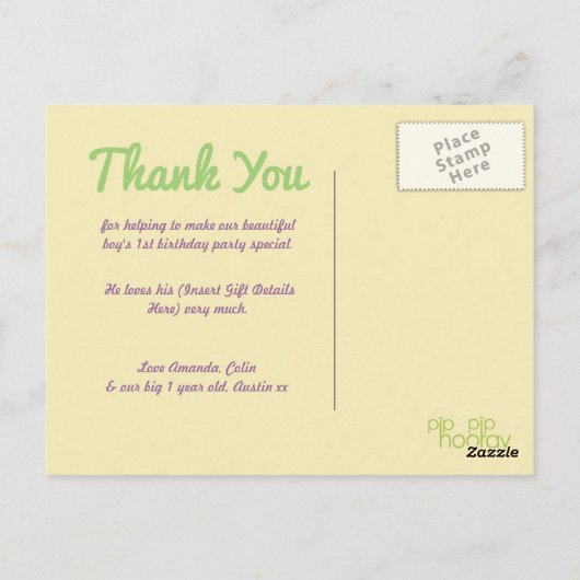 ベビー第1回誕生日バルーン感謝してい写真はがき ポストカード (裏面)