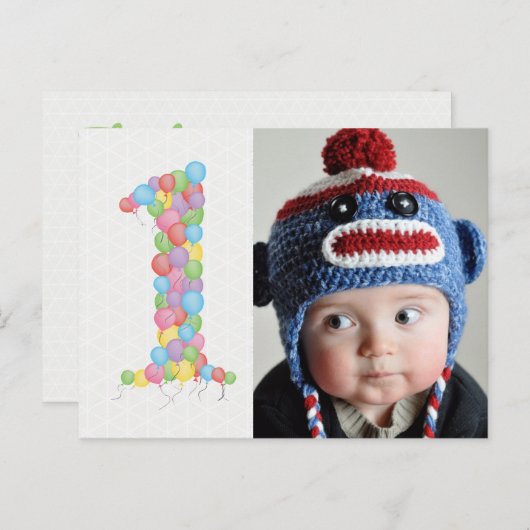 ベビー第1回誕生日バルーン感謝してい写真はがき ポストカード (正面/裏面)