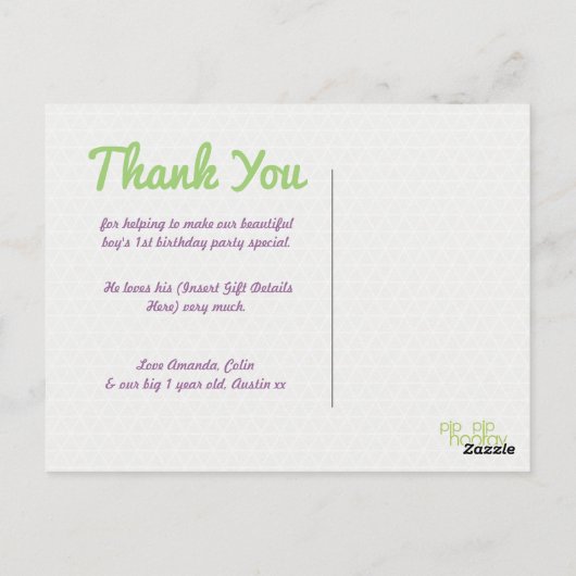 ベビー第1回誕生日バルーン感謝してい写真はがき ポストカード (裏面)