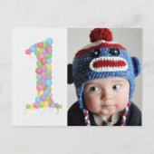 ベビー第1回誕生日バルーン感謝してい写真はがき ポストカード (正面)