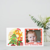 ベビー第1猫好きクリスマスフォトカード シーズンカード (スタンド正面)