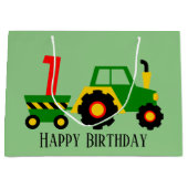 ベビー第1誕生日トラクタパーティー ラージペーパーバッグ (正面)