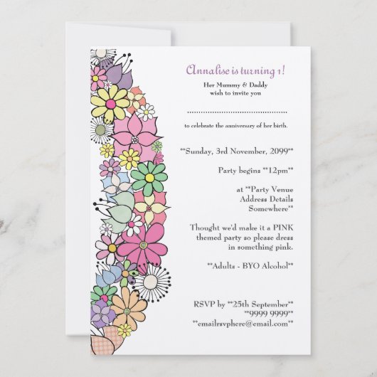 ベビー第1誕生日パーティーカスタム招待状招待状 招待状 (裏面)