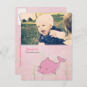 ベビー第1誕生日パーティードルフィン招待状カード インビテーションポストカード (正面/裏面)