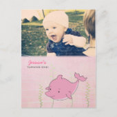 ベビー第1誕生日パーティードルフィン招待状カード インビテーションポストカード (正面)