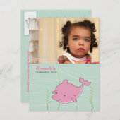 ベビー第1誕生日パーティードルフィン招待状カード インビテーションポストカード (正面/裏面)