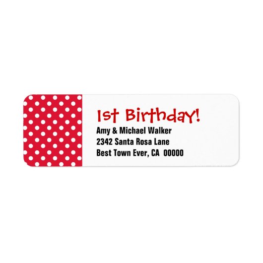 ベビー第1誕生日第1回可愛い水玉模様柄 ラベル (正面)