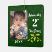 ベビー第2回クリスマスグリーンフェイクファブリック記念 セラミックオーナメント (左)