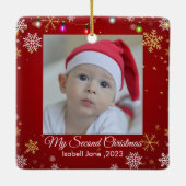 ベビー第2回クリスマスレッドスノーフレークオーナメント セラミックオーナメント (裏面)