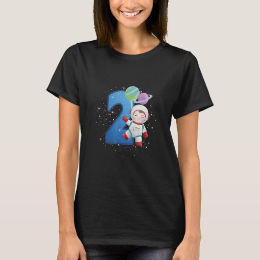 ベビー第2誕生日宇宙飛行士の第2バースデーボーイ Tシャツ (正面)