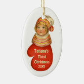 ベビー第3のクリスマスの名前をカスタムするのヴィンテージX102 セラミックオーナメント (右)