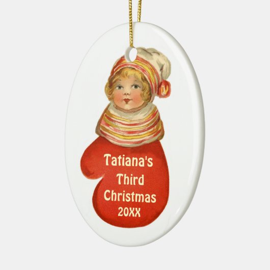ベビー第3のクリスマスの名前をカスタムするのヴィンテージX102 セラミックオーナメント