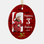 ベビー第3回クリスマスレッドブリックラウンド記念パーティー セラミックオーナメント (右)