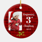 ベビー第3回クリスマスレッドブリックラウンド記念パーティー セラミックオーナメント (裏面)