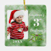 ベビー第3回クリスマスワンフォトスクエア セラミックオーナメント (正面)
