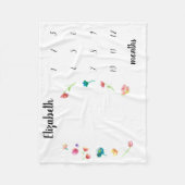 ベビー節の月の水彩花 フリースブランケット (正面)