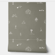 ベビー納屋周囲の庭ミニマル壁紙