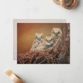 ベビー素晴らし角フクロウ野生生物写真 ノートカード (正面/裏面インサイチュ)