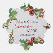 ベビー素朴のマイルストーン1stクリスマスフォト オーナメントカード (裏面)