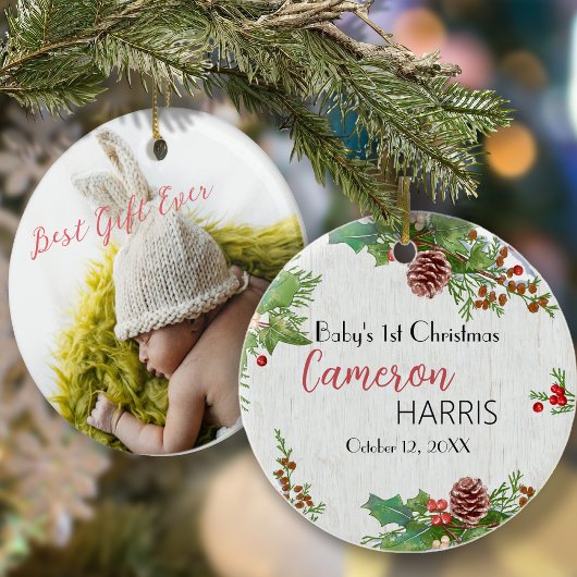 ベビー素朴のマイルストーン1stクリスマスフォト オーナメント
