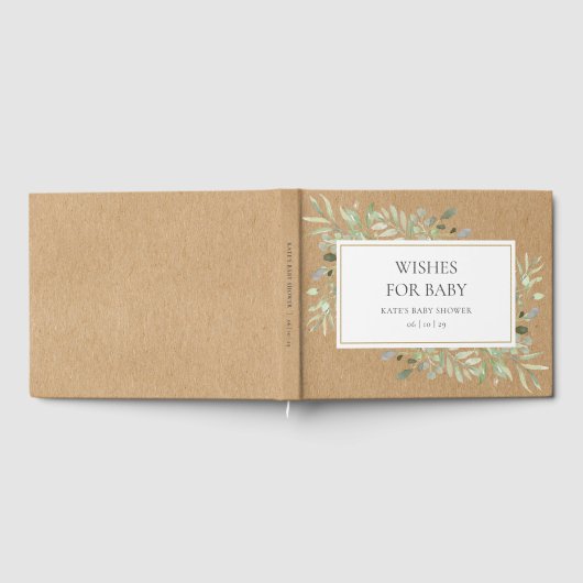 ベビー素朴の緑の水の色のシャワーを願う ゲストブック (全面)