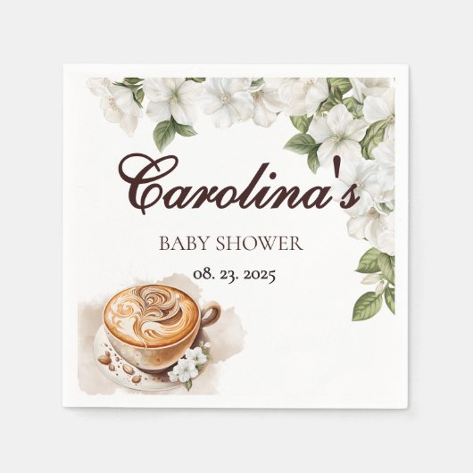 ベビー素朴はコーヒーの赤ちゃんシャワーを醸造している スタンダードカクテルナプキン (正面)